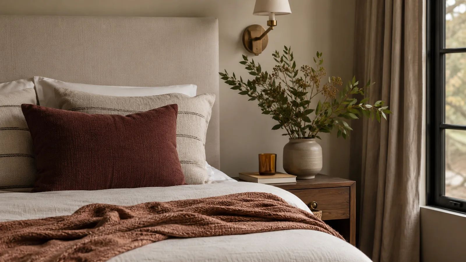 A warm extra blanket folded neatly at the foot of a guest bed
